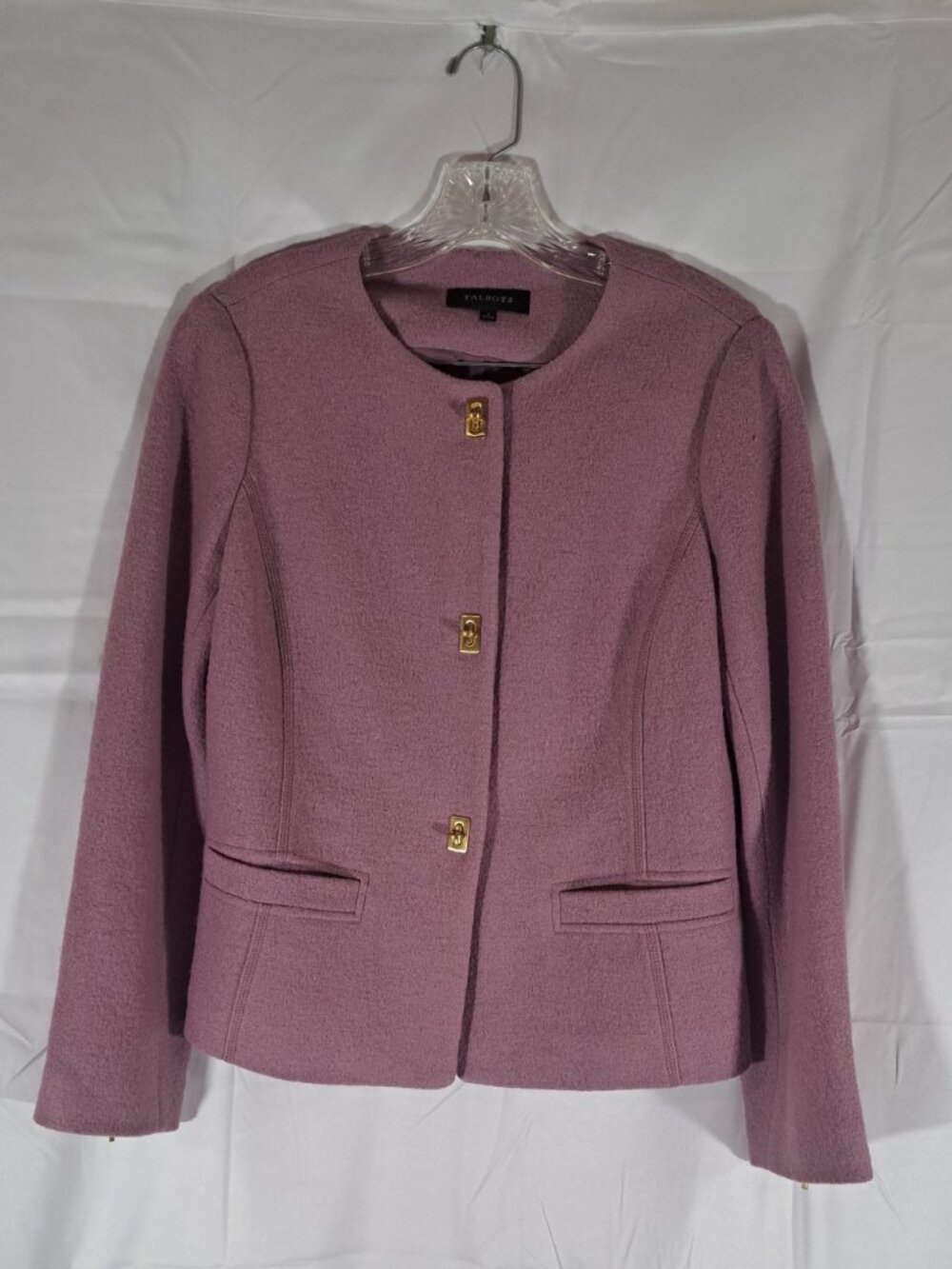 Talbots Mauve Wool Blend Turn-Lock Jacket, Size 4